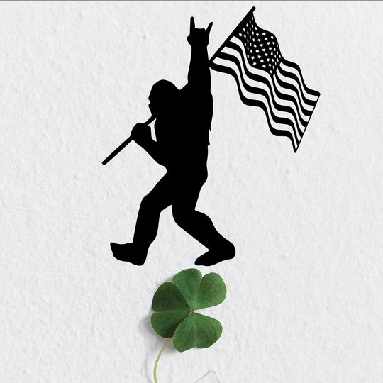 Bigfoot Foot American Flag - Metal Wall Art