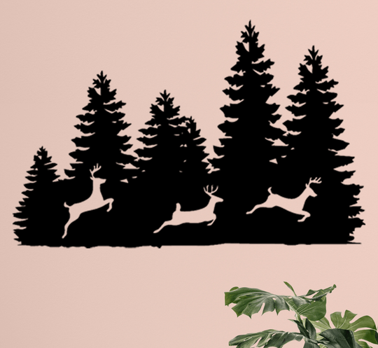 Three Forest Deers - Metal Wall Art
