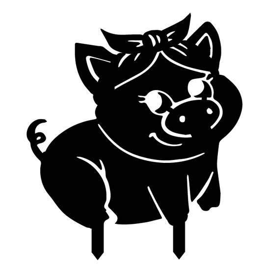 Piggy Garden Stakes - Metal Art