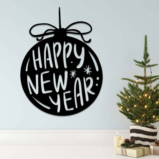 Happy New Year Ornament - Metal Wall Art