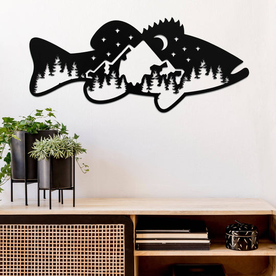 Bass Fish Design - Metal Wall Art