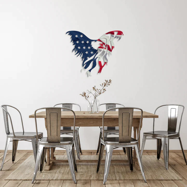 American Flag with Eagle Metal Wall Art Metalplex