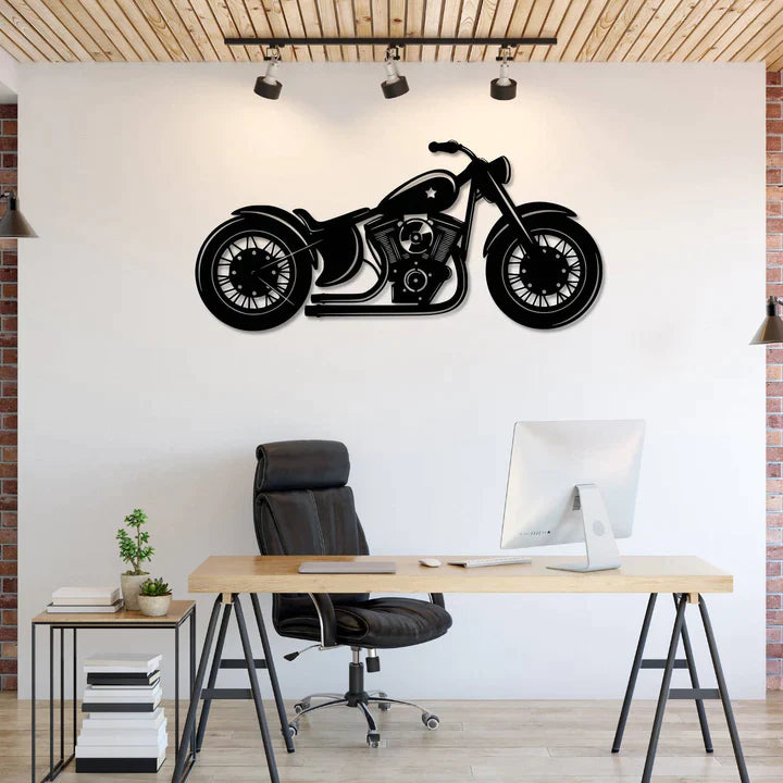 Motorcycle Metal Art Black Matte Finish Metalplex