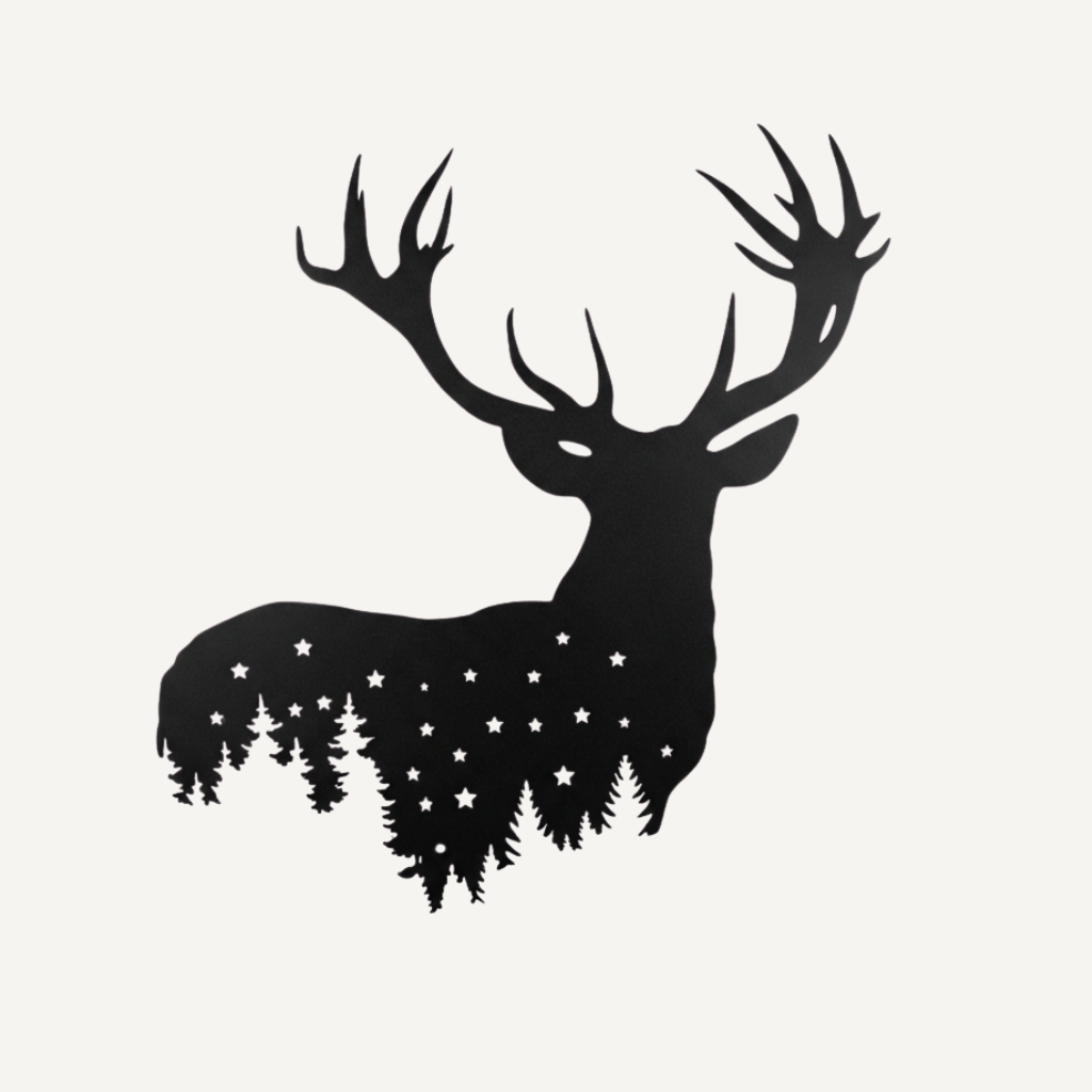 Deer Design Metal Wall Art – Rustic Wildlife Nature Home Decor