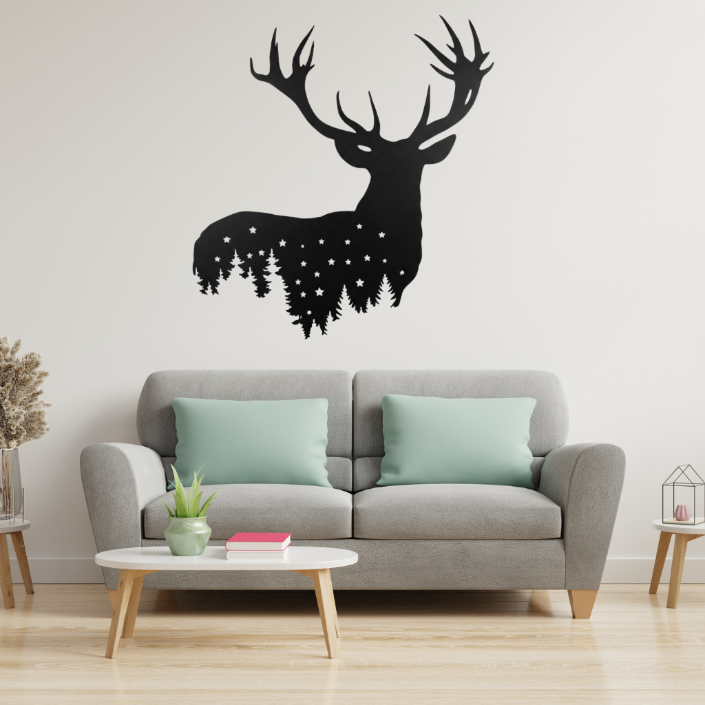 Deer Design Metal Wall Art – Rustic Wildlife Nature Home Decor