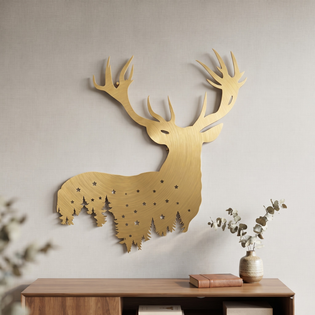 Deer Design Metal Wall Art – Rustic Wildlife Nature Home Decor