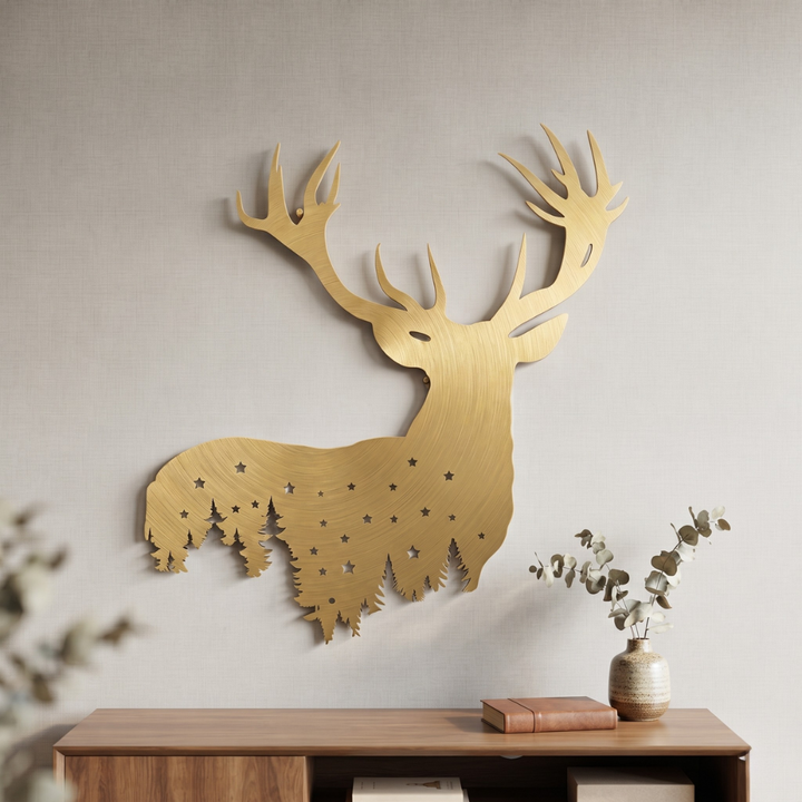Deer Design Metal Wall Art – Rustic Wildlife Nature Home Decor