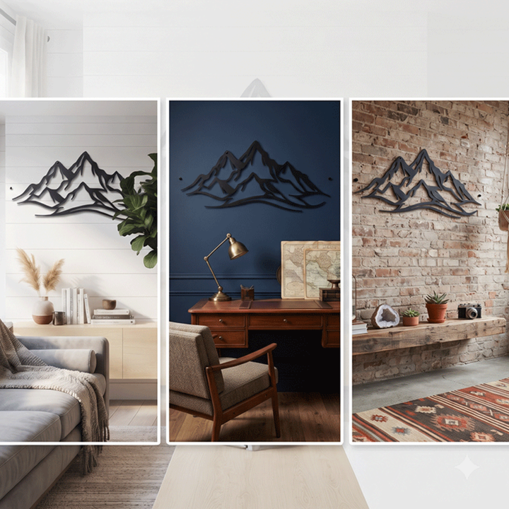 Mountain Range Metal Wall Art – Recycled Aluminum Decor