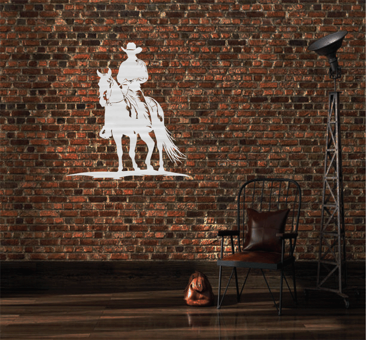 Cowboy on Horse Metal Wall Art