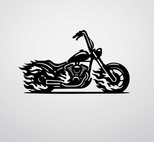 Flaming Bike - Metal Wall Art