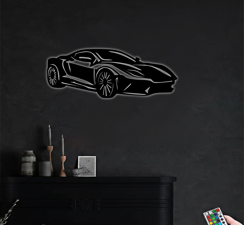 Super Car Silhouette Metal wall Art