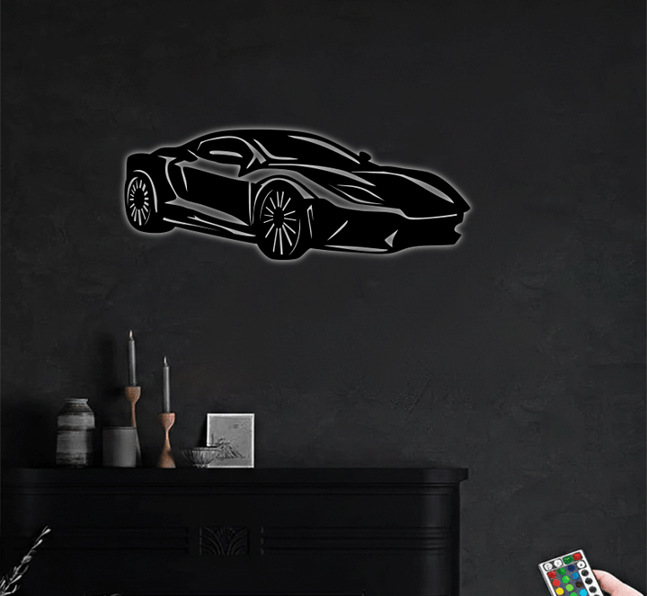 Super Car Silhouette Metal wall Art