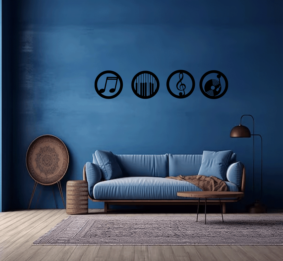 Music Emblems Set of Four Metal Wall Art, view 7 by MetalPlex