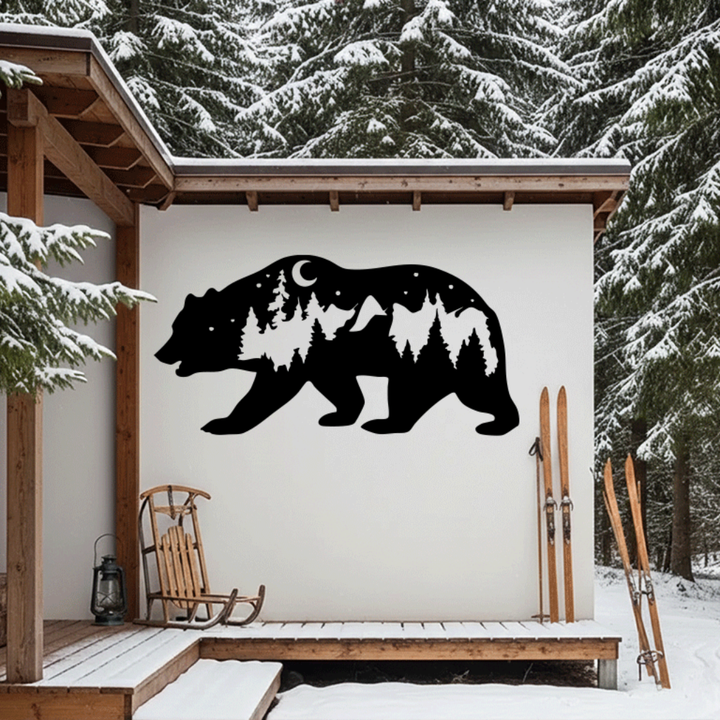 Bear Metal Wall Art – Rustic Wildlife Cabin Home Decor