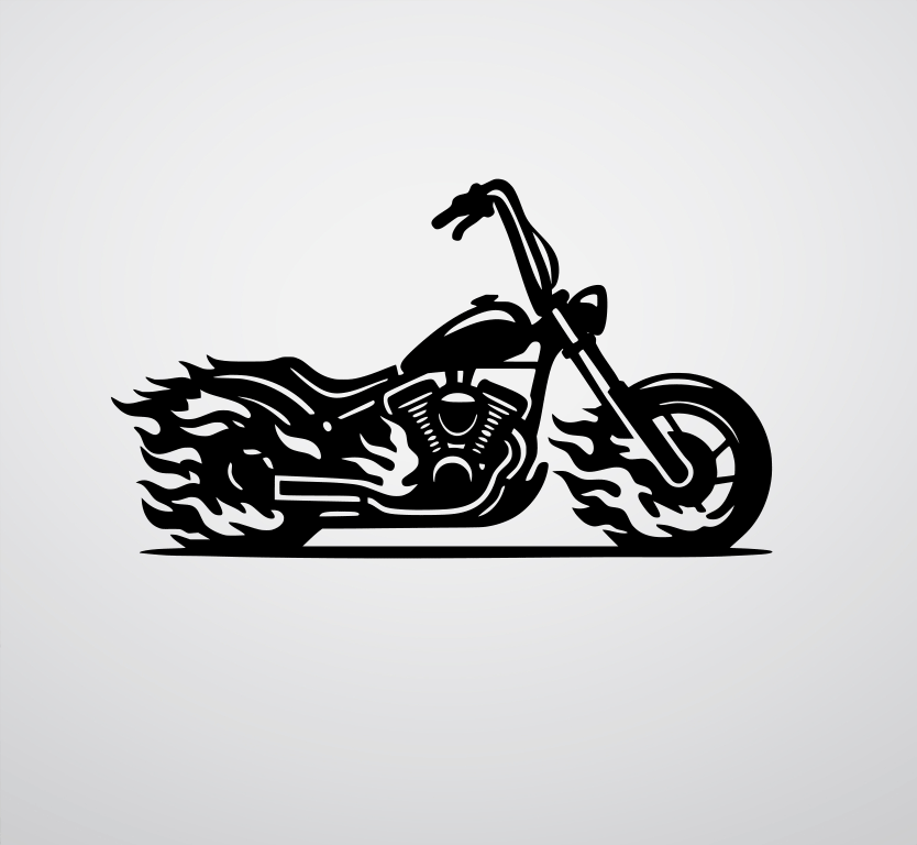 Flaming Bike Metal Wall Art by MetalPlex