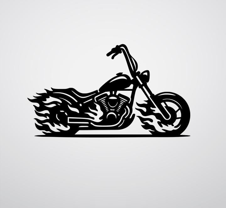 Flaming Bike Metal Wall Art by MetalPlex