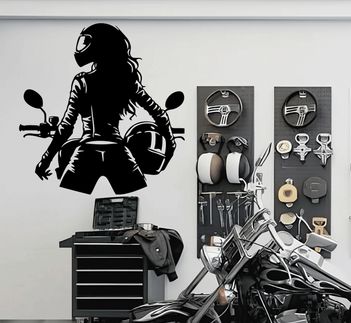 Biker Girl Metal Wall Art