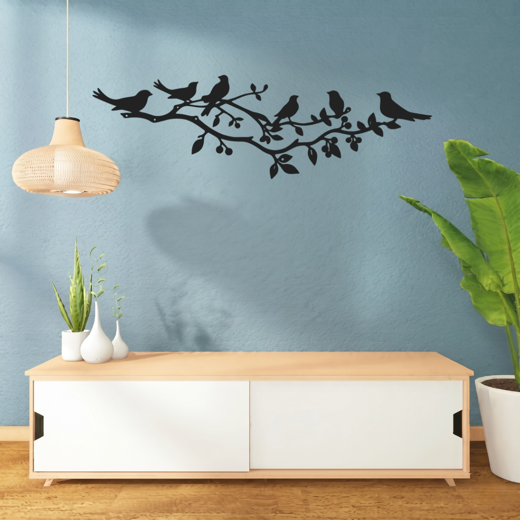 Birds on a Tree Branch Metal Wall Art – Nature Wildlife Home Decor