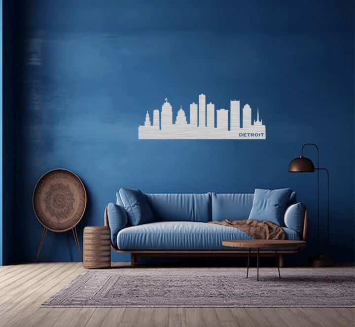 Detroit Skyline Metal Wall Art, view 3 by MetalPlex
