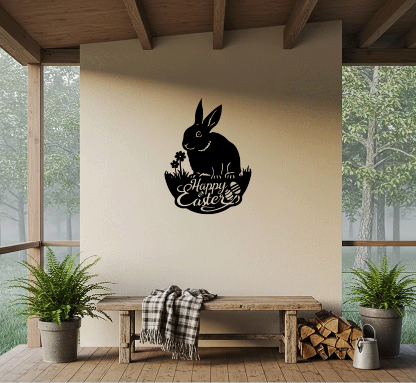 Easter Garden Bunny Metal Wall Art