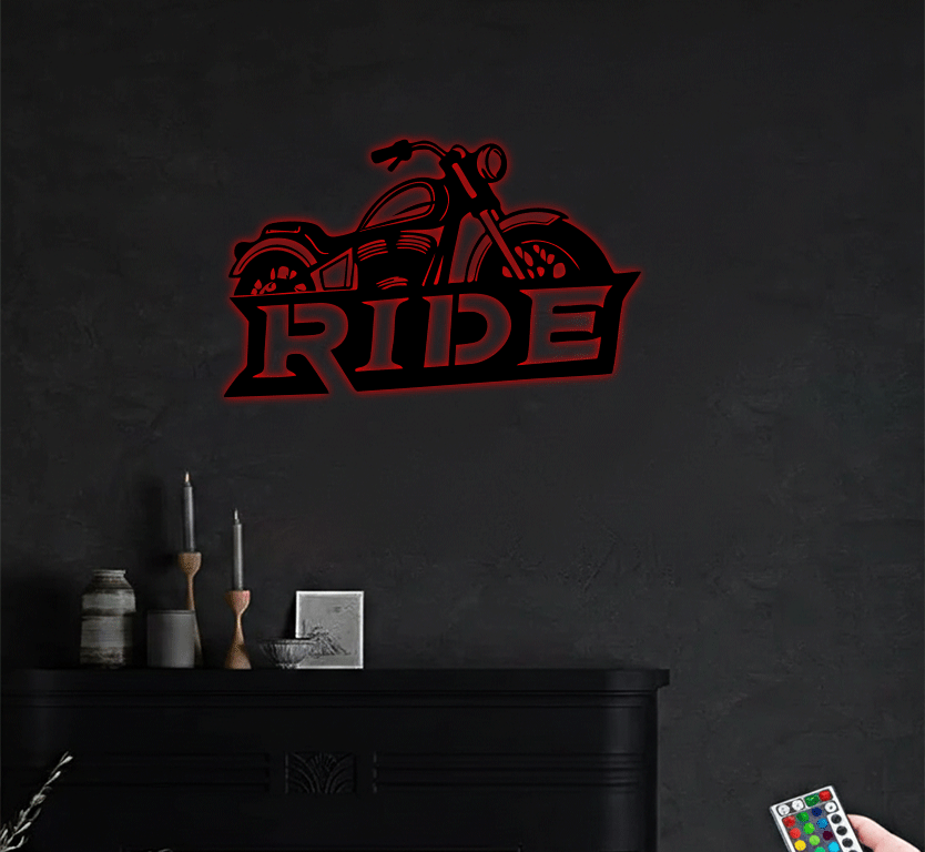 Ride Motorcycle Metal Wall Art