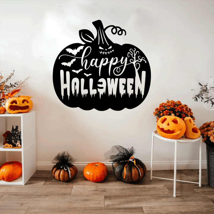 Happy Halloween Pumpkin Metal Wall Art, view 6 by MetalPlex