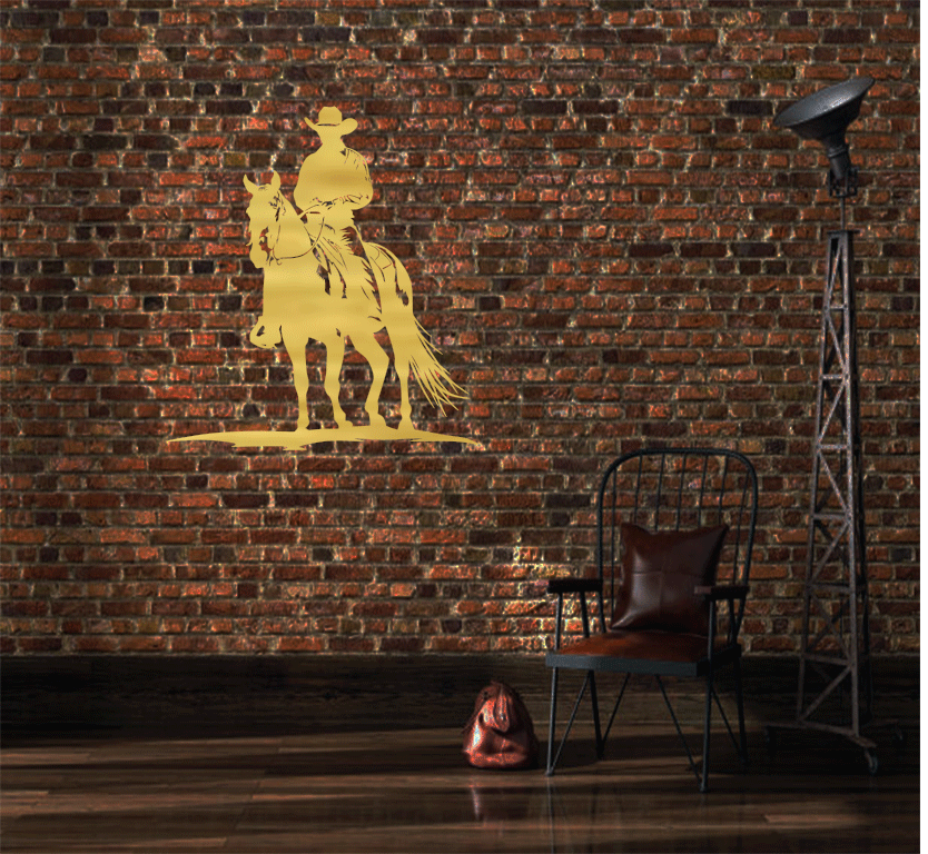 Cowboy on Horse Metal Wall Art