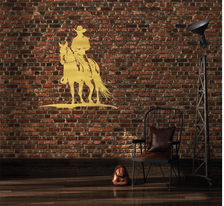 Cowboy on Horse Metal Wall Art