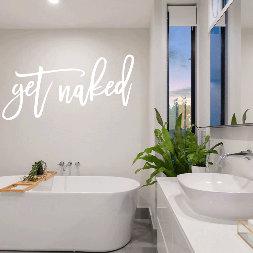 Get Naked Metal Wall Art – Funny Bathroom Wall Decor