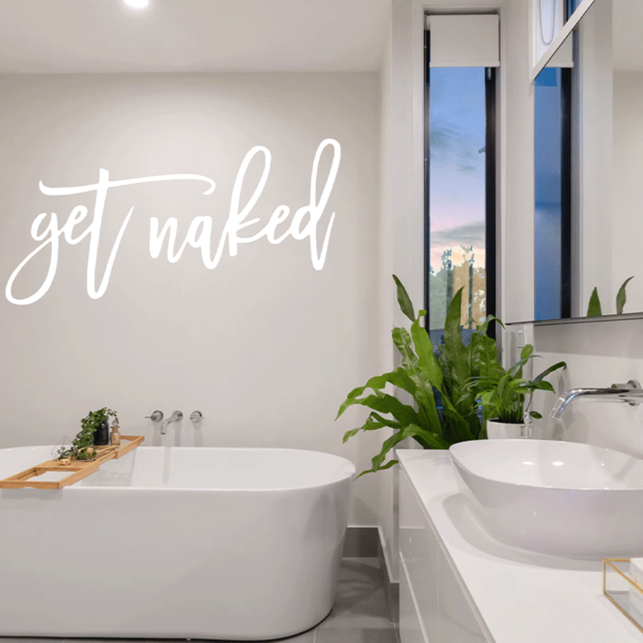 Get Naked Metal Wall Art – Funny Bathroom Wall Decor
