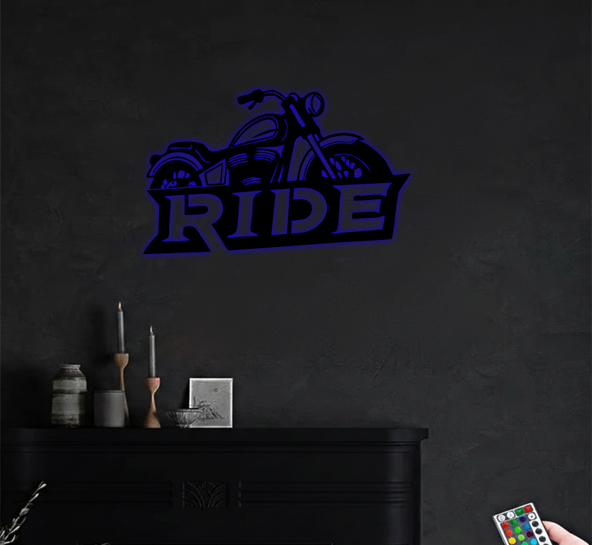 Ride Motorcycle Metal Wall Art