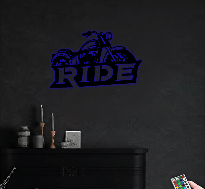 Ride Motorcycle Metal Wall Art