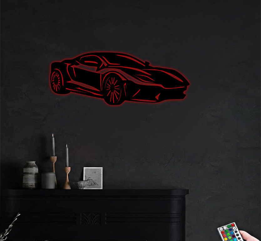 Super Car Silhouette Metal wall Art