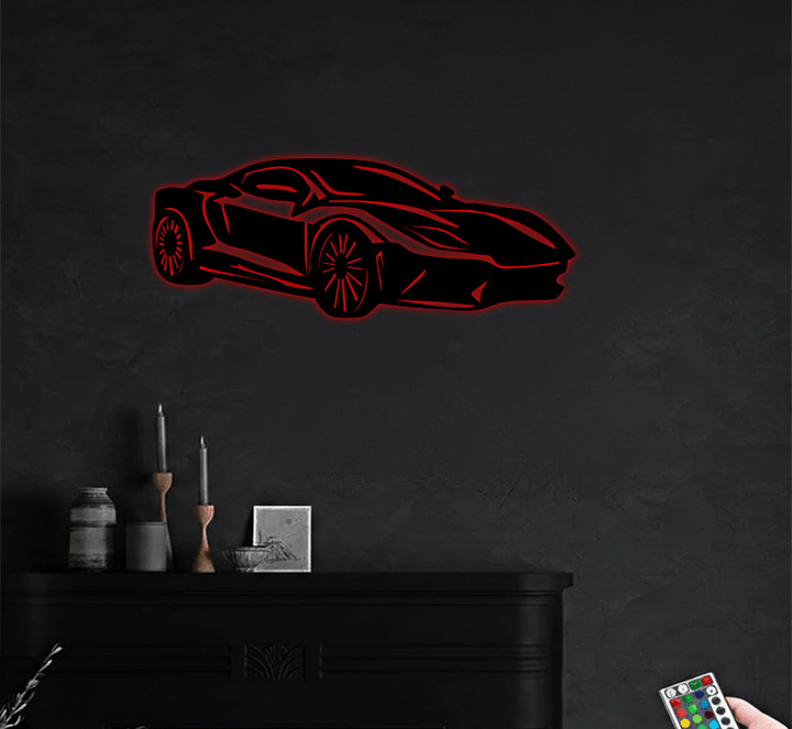 Super Car Silhouette Metal wall Art