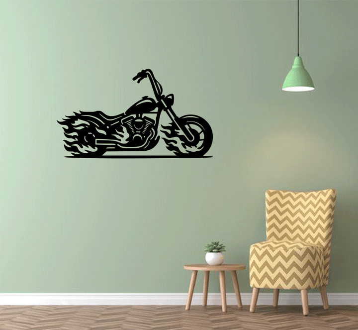Flaming Bike Metal Wall Art, view 8 by MetalPlex