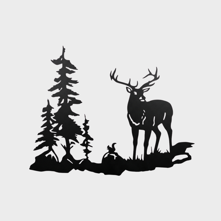 Forest Buck Metal Wall Art – Deer Wildlife Rustic Cabin Home Decor
