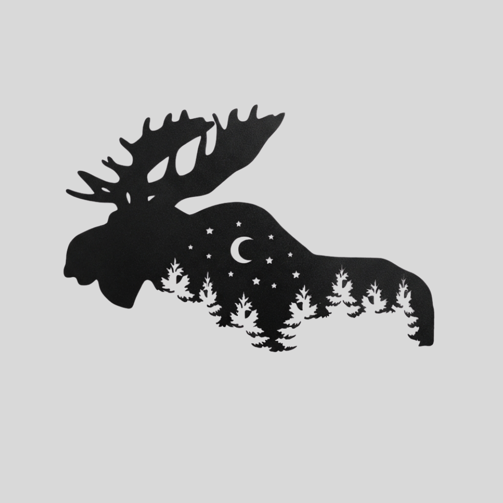 Moose Alternative Metal Wall Art – Rustic Wildlife Cabin &amp; Lodge Home Decor