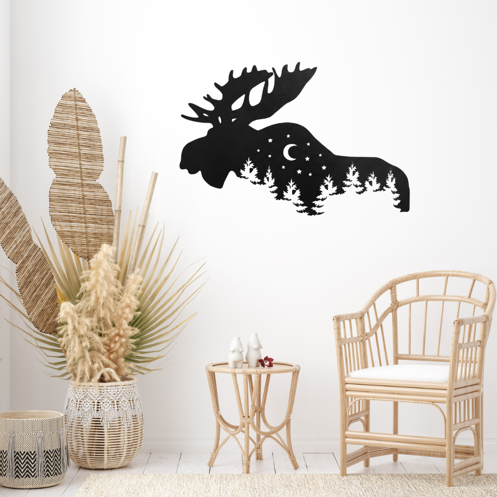 Moose Alternative Metal Wall Art – Rustic Wildlife Cabin &amp; Lodge Home Decor