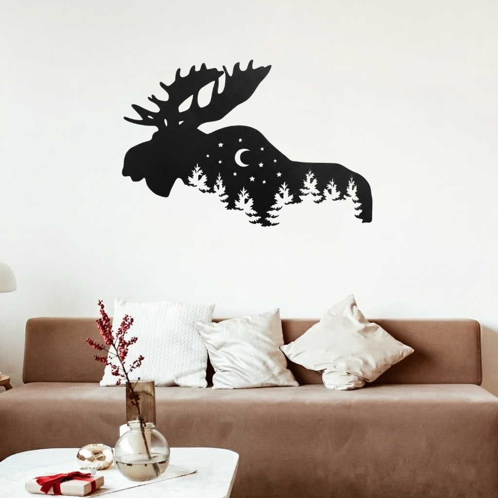 Moose Alternative Metal Wall Art – Rustic Wildlife Cabin &amp; Lodge Home Decor