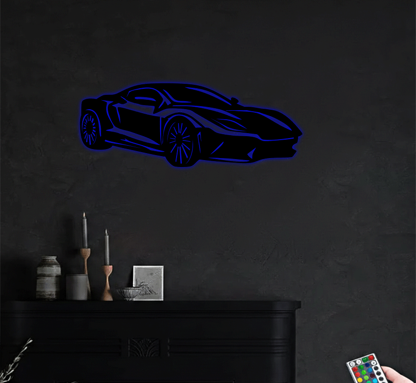 Super Car Silhouette Metal wall Art