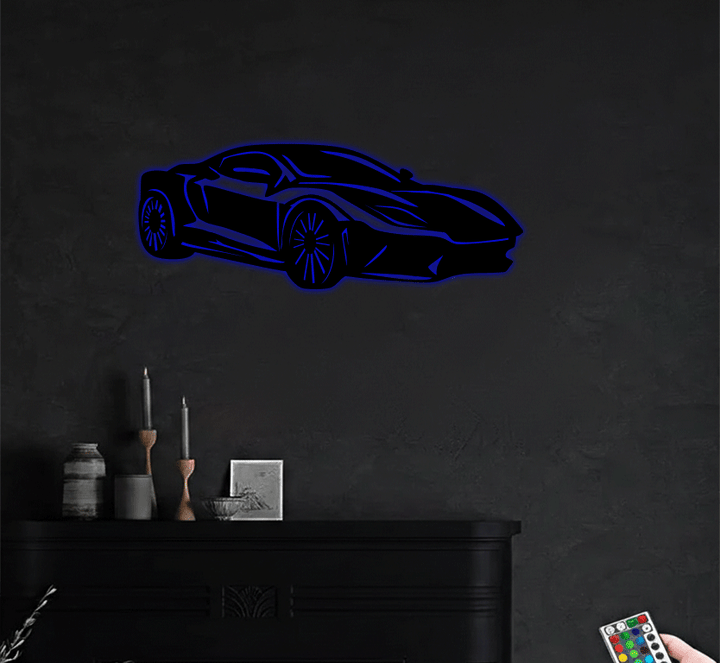 Super Car Silhouette Metal wall Art