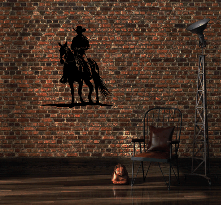 Cowboy on Horse Metal Wall Art