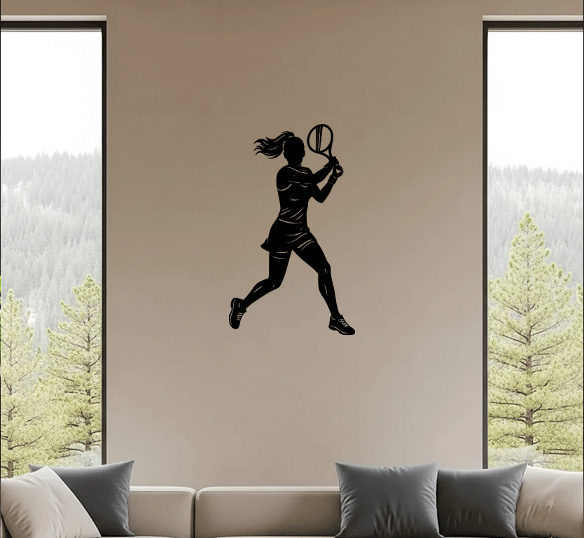 Female Tennis Player Metal Wall Art