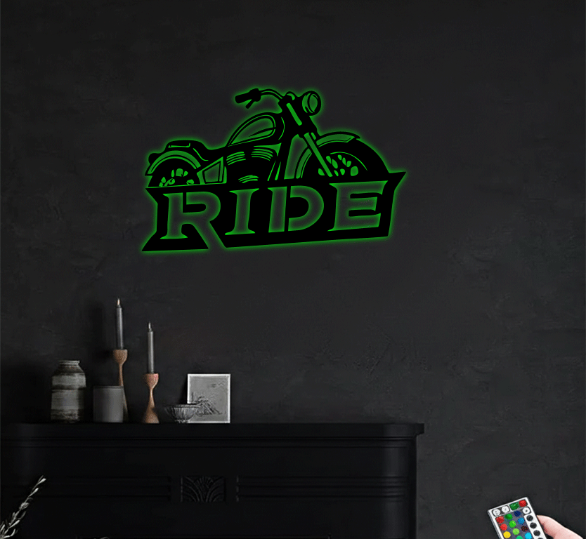 Ride Motorcycle Metal Wall Art