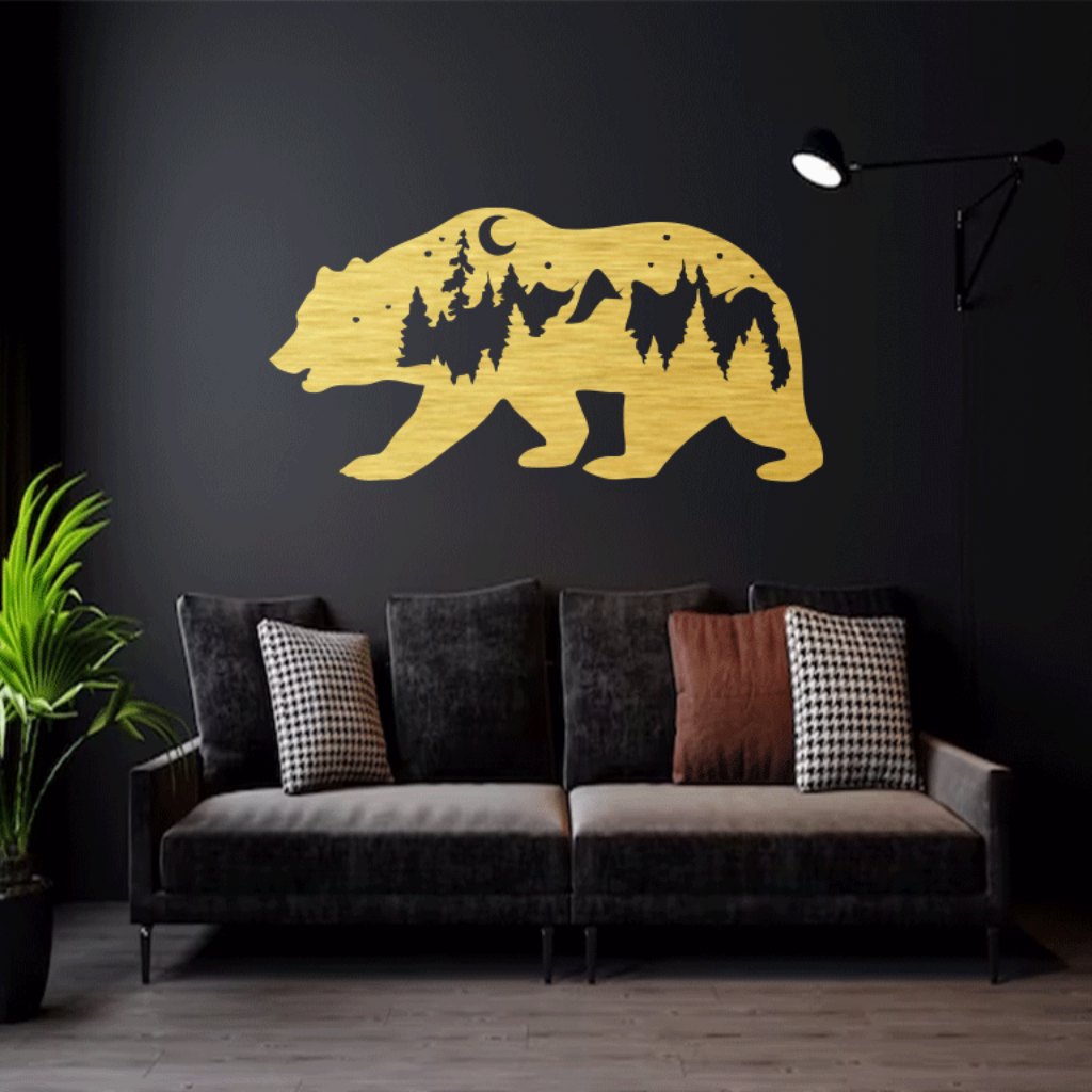 Bear Metal Wall Art – Rustic Wildlife Cabin Home Decor