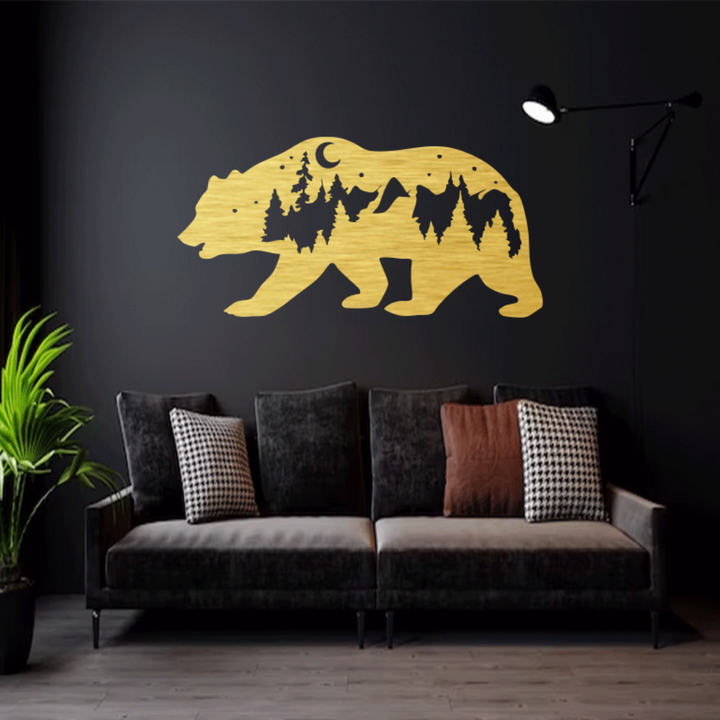 Bear Metal Wall Art – Rustic Wildlife Cabin Home Decor