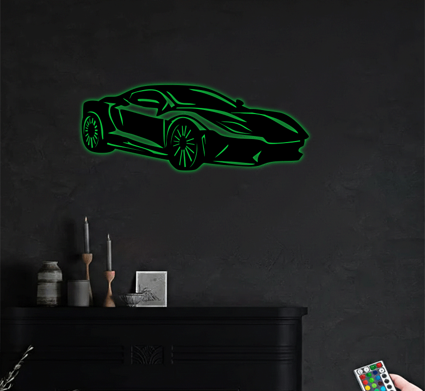 Super Car Silhouette Metal wall Art