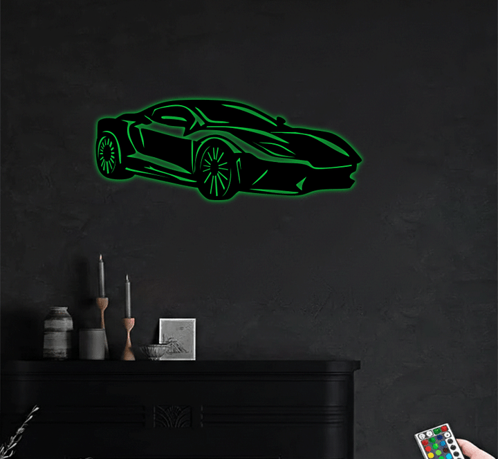 Super Car Silhouette Metal wall Art