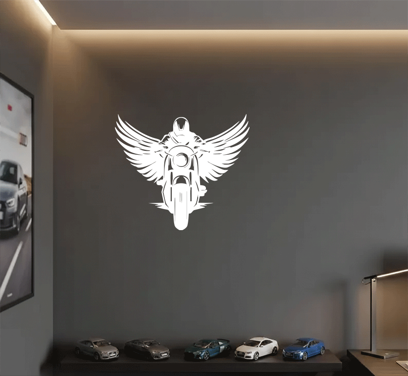 Winged Biker Metal Wall Art, view 3 by MetalPlex