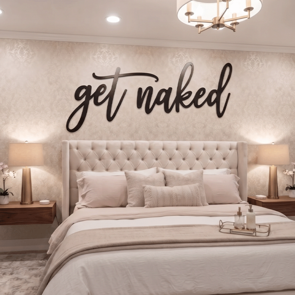 Get Naked Metal Wall Art – Funny Bathroom Wall Decor
